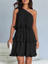 'Hesper' Layered Single Shoulder Mini Dress - Celes Fashion